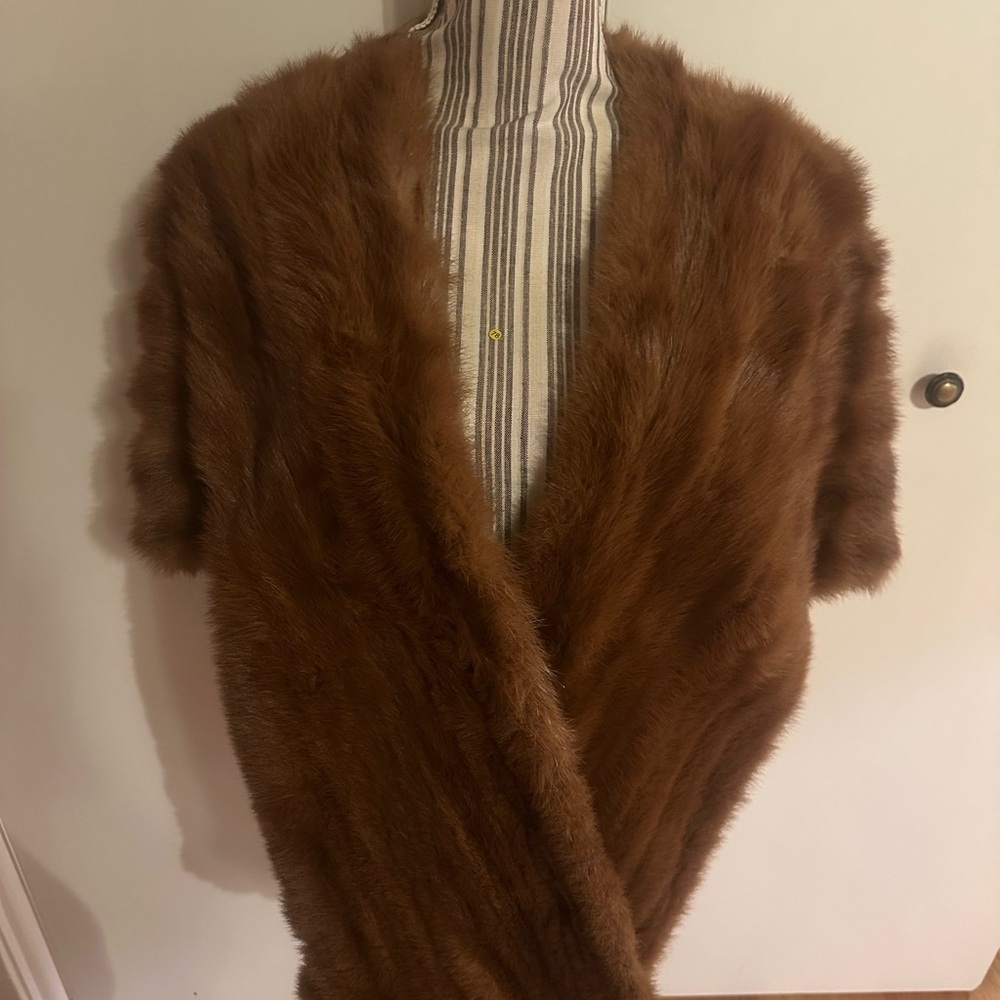 Vintage  Brown Fur Shawl